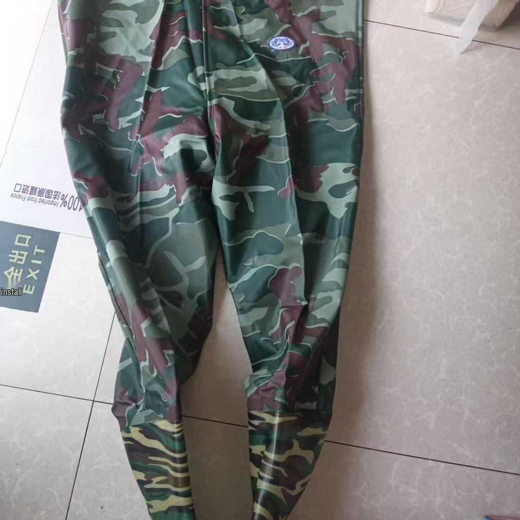 Men's One-Piece Wading Suit: Waterproof Thickened Pants with Integrated Rain Boots for Fishing