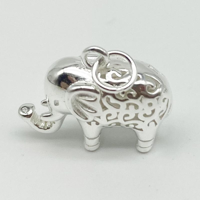 S925 Sterling Silver 3D Elephant Pendant for DIY Necklaces & Bracelets 925 Sterling Silver
