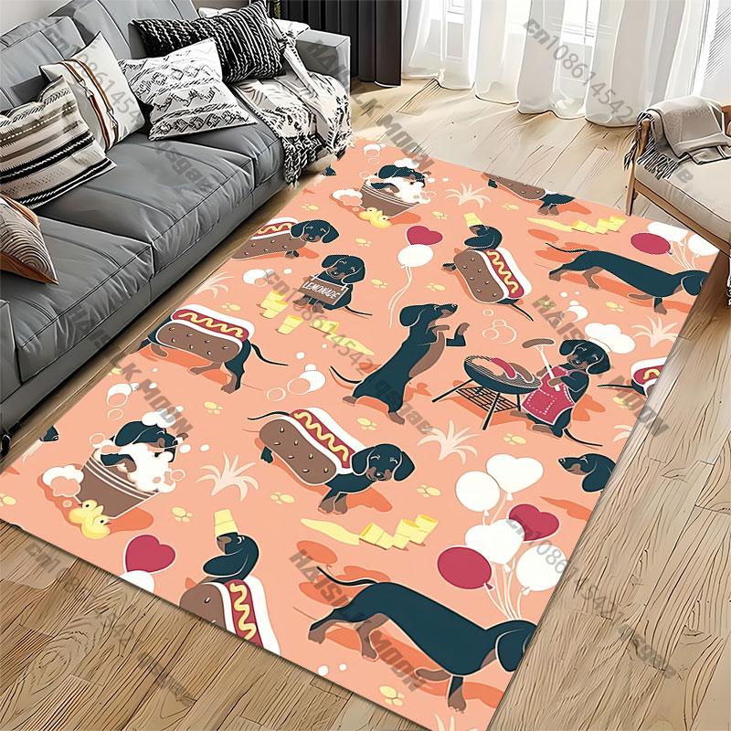 Playful dachshunds in whimsical activities carpet Yoga living room room decor children's crawling mat doormat area rug