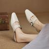 Fashion 2025 NEW Summer Women Mules Genuine Leather Women Shoes Round Toe Low Heel Shoes Cover Toe Slingback Sandals Modern Slippers