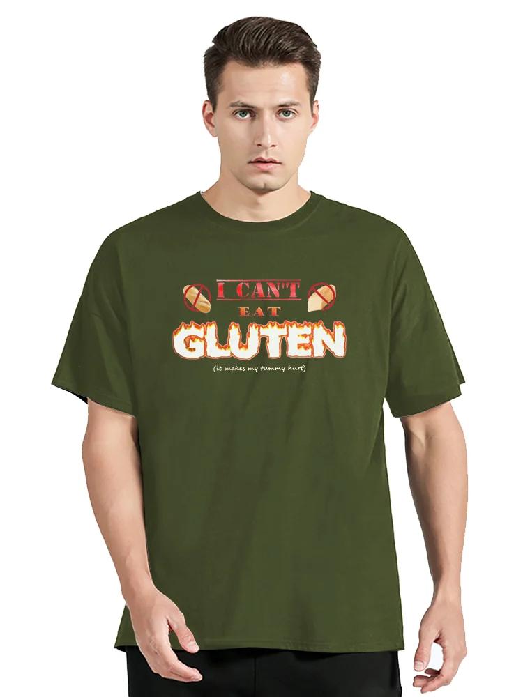 Men's T-Shirts I Can't Eat Gluten It Makes My Tummy Hurt Gluten Intolerant Celiac Meme Cotton Tees Cotton T Shirt Clothing