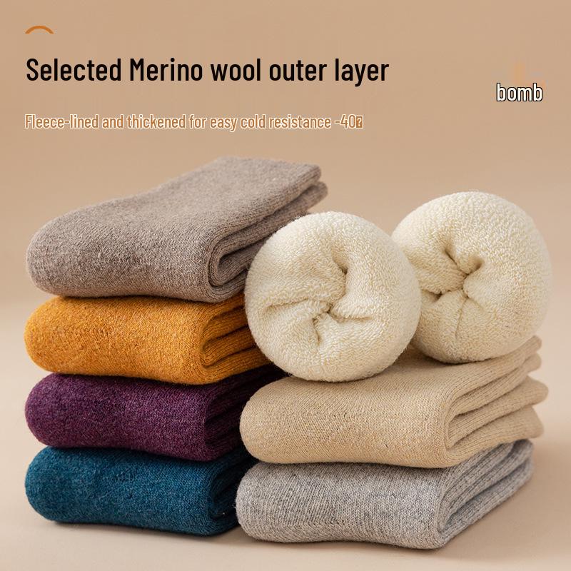 Wool Women's Mid-Tube Plush Socks – Thick, Cozy Winter Home & Sleep Socks