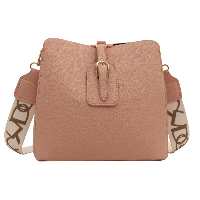Textured Pu Bucket Bag Women'S Bag Retro Solid Color Shoulder Bag Versatile Messenger Bag