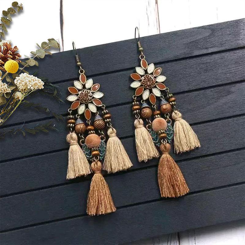 Bohemian Ethnic Tassel Earrings - Tribal Style for Holiday Travel Photography