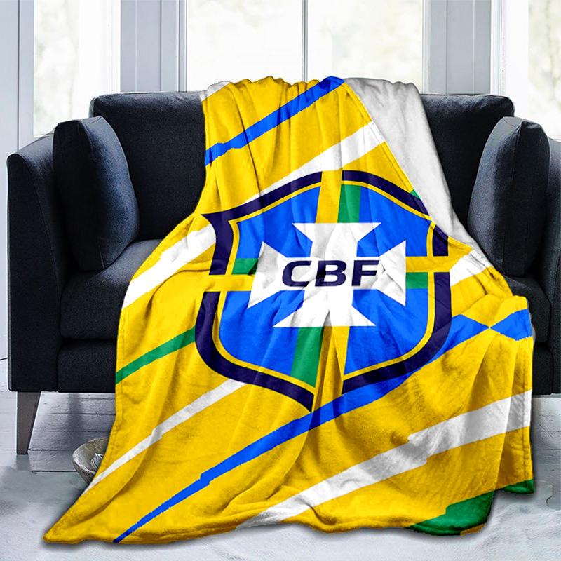 Brazilian Football Federation Printed Throws Blanket Soft Flannel Blankets for Couch Bed Gifts for Men Women Picnic blanket Christmas gifts