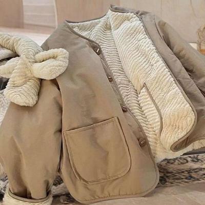 Reversible Khaki Cotton Coat: Soft, Stylish, and Warm European Design for Commuting