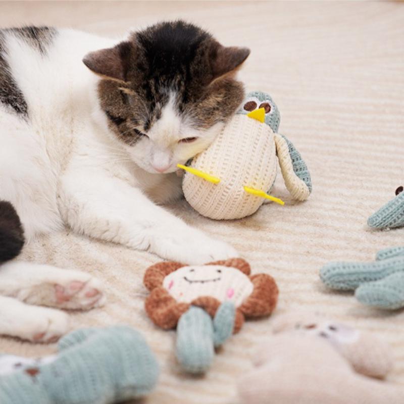 Catnip Cat Plush Toy Soft Bite‑resistant Cat Chew Toys Cute Animal Shape Interactive Self‑play Relief Stress Teething Toy Pet Supplies