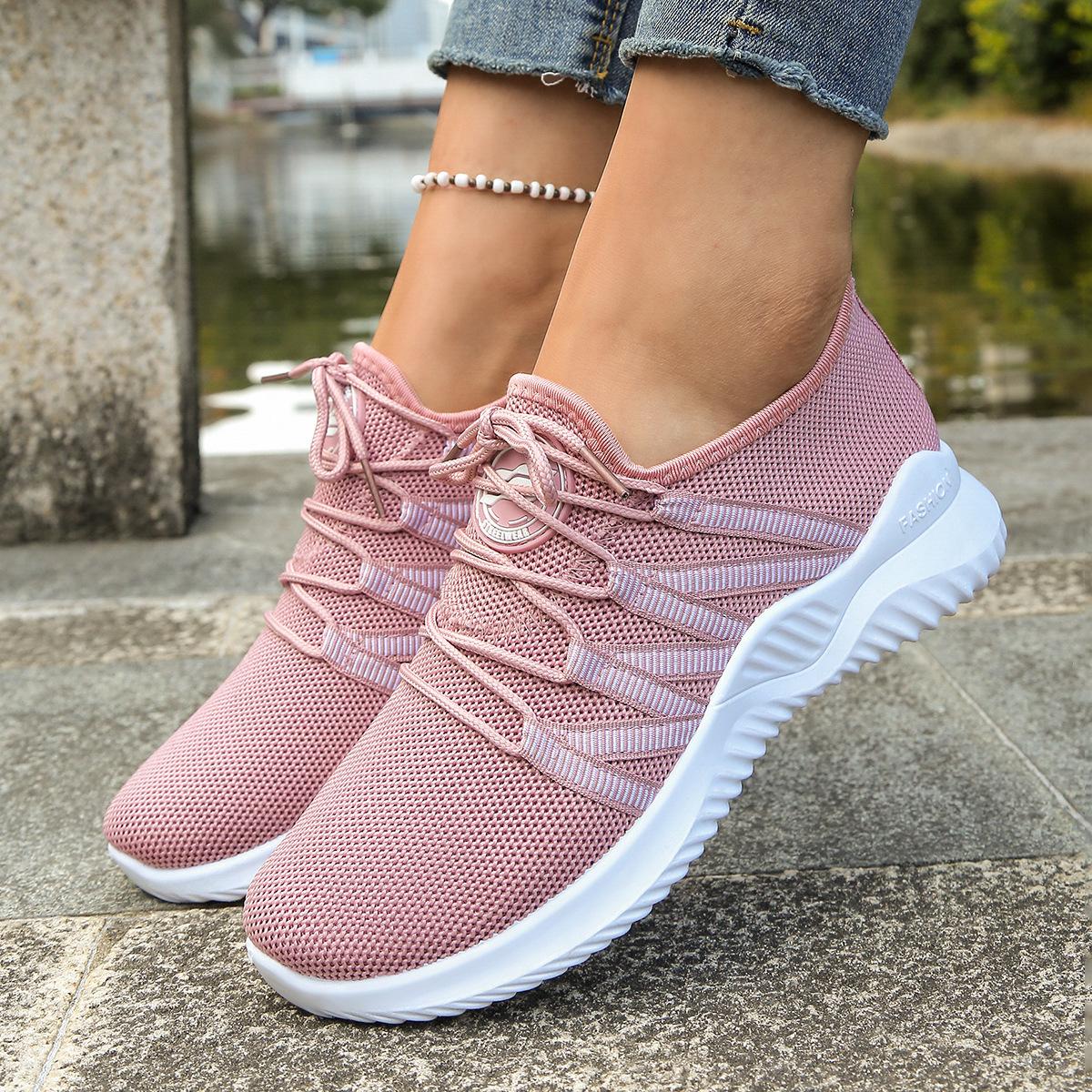

Spring and summer women s casual sports shoes fly-woven breathable mesh soft-soled non-slip walking shoes versatile commuter shoes 43
