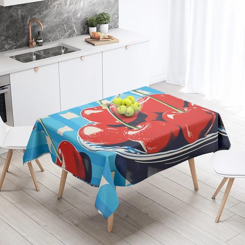 Tischdecke mit Lebensmittelmotiv, wasserdicht und ölabweisend, nordischer Stil, Küchentischdecke, moderne Heimdekoration