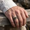 Casual Men's Stainless Steel Rings Sanskrit Rune Inspired Vintage Ring Court Finger Ornaments Fashion Jewelry Party Gifts