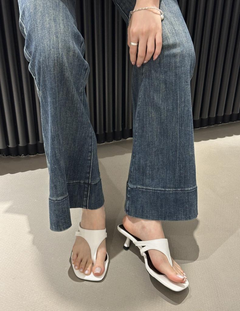 French Minimalist Temperament, Toe Stiletto Sandals, Flip-flops Versatile, One Word with Cool Slippers, Women