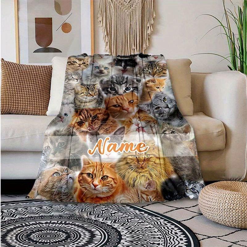 Many Cats Customize Your Name Blanket Used For Chair Office Sofa Bed Camping Soft And Warm Giving Friends And Relatives Birthday Graduation Gift