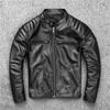 New retro cowhide pattern jacket retro and old leather jacket men's stand-up collar locomotive clothing short slim jacket jacket trendy