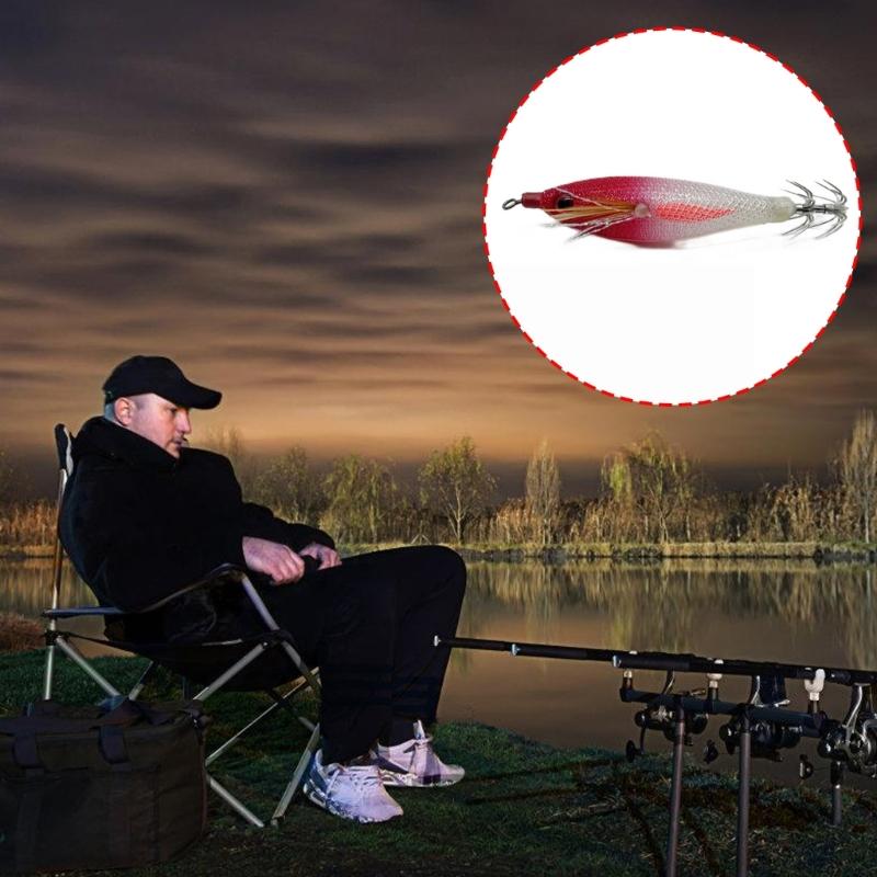 Fishing Lures Glow Jig Hook Shrimp Lures Baits for Freshwater Saltwater Cuttlefish Hook Glow Squid Jig