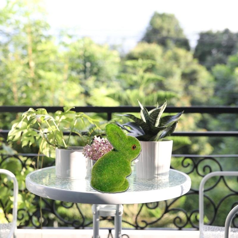 Resins Easters Rabbit Figurines Green Flockeds Bunnys Ornament for Home and Garden Decoration