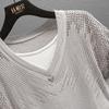 Sisbaisha Rhinestone Fake Two-Piece Slim T-Shirt