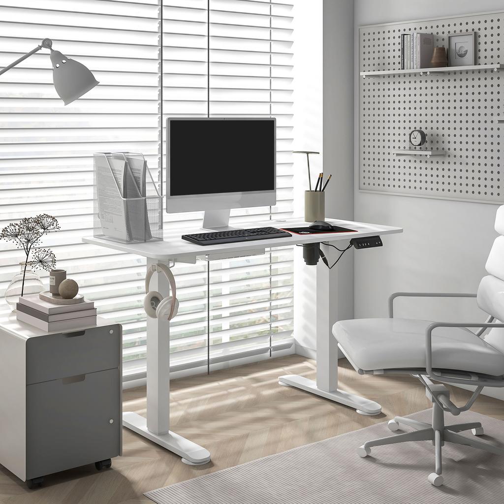 Standing Desk, Height-Adjustable, 120x60x72-116cm, White