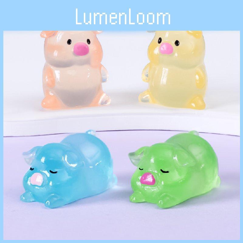 Adorable Glow-in-the-dark Pig Figurine Resin Craft For Diy Decor And Desktop Accents