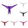 Sexy Women Bow See-through Lace G-String Crotchless Low Rise Elastic Underwear