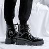 Niche British Style Platform Derby Shoes Square Head Bright Leather Men's Business Casual Retro Boots