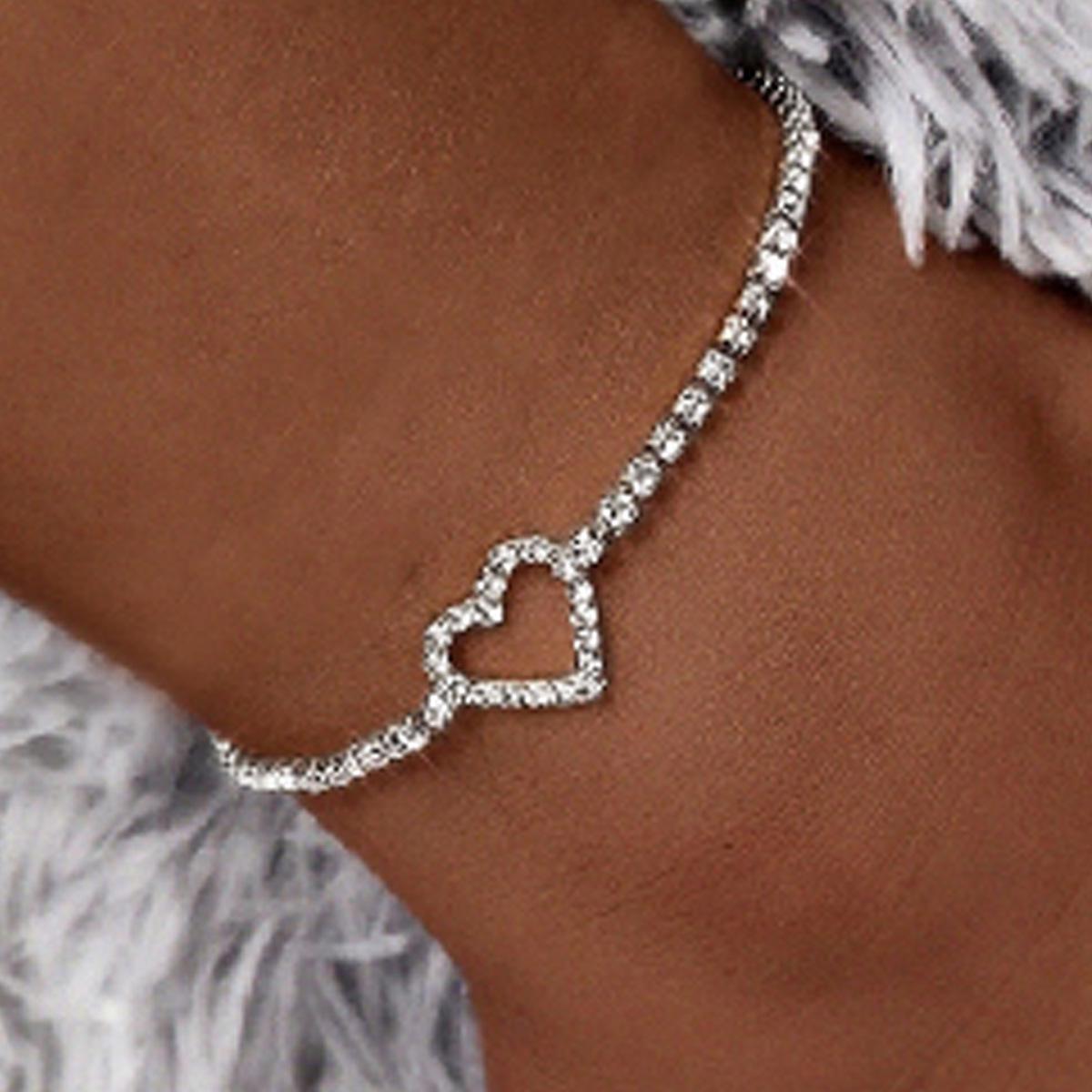 Trendy Rhinestone Heart Claw Chain Anklet for Women - European & American Style