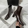 Vintage Square Toe Thick Heel Women Ankle Boots Autumn Winter Female Shoes Street Style Banquet Party Short Botas Mujer