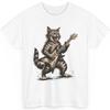 Electric Guitar Rock Cat T-Shirt Funny Music Playing Kitty Graphic Concert Tee