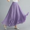"Mori Girl Plus Size Cotton-Linen Elastic Waist A-Line Skirt, Ethnic Style, 24 Solid Colors"