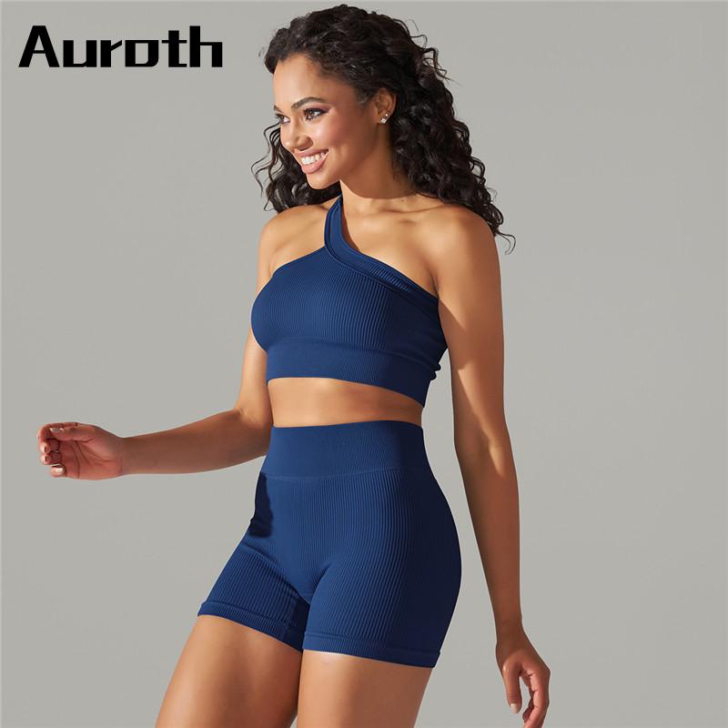 

Auroth женская спортивная одежда для йоги бесшовные тренировочные наряды модный бюстгальтер вязаные шорты для бега фитнес-набор