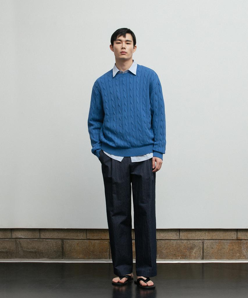 BLANKROOM Cable Knit_Denim Blue