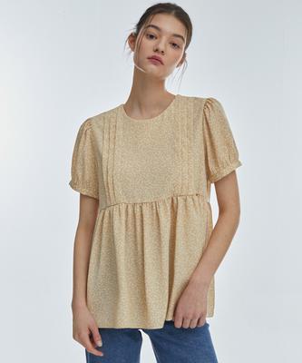 MANAVIS7 Annie Short Sleeve Blouse [Beige]