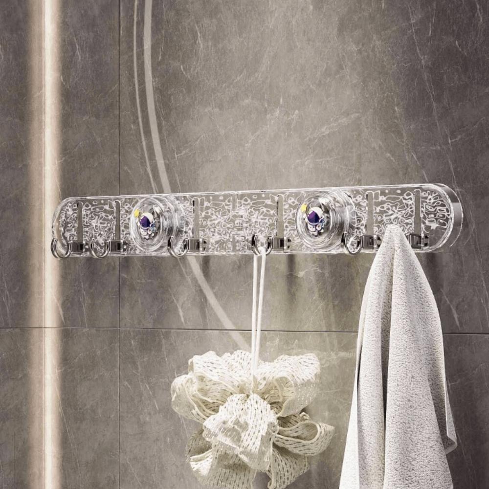 Multi-Purpose Folding Suction Cup Hook Non-Slip Towel Rack Durable Row Hook Kitchen Storage прозрачный