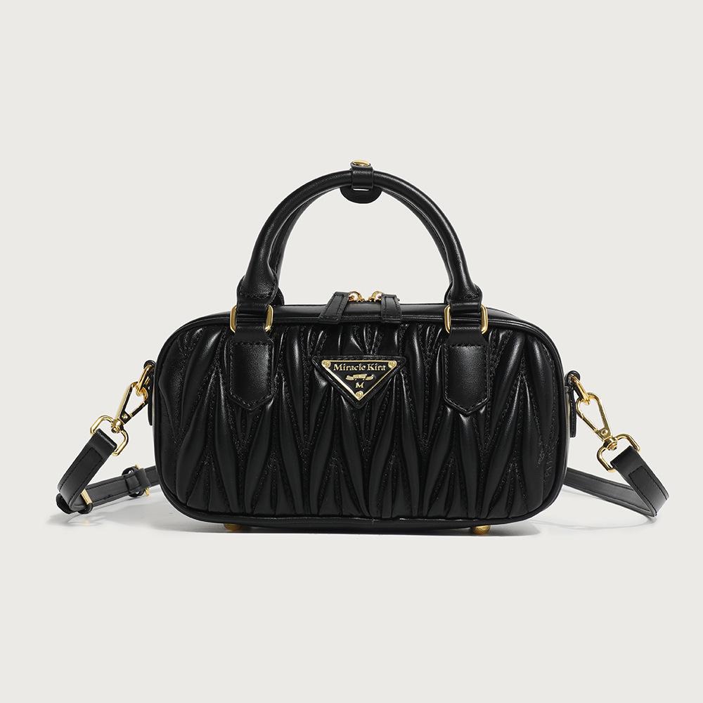 Elegant Women's Pleated Bowling Bag - Versatile, High-End Spring/Summer Handbag