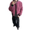 Wine Red Velvet Reversible Bomber Jacket MA1 Style Padded Coat Teens Casual Winter