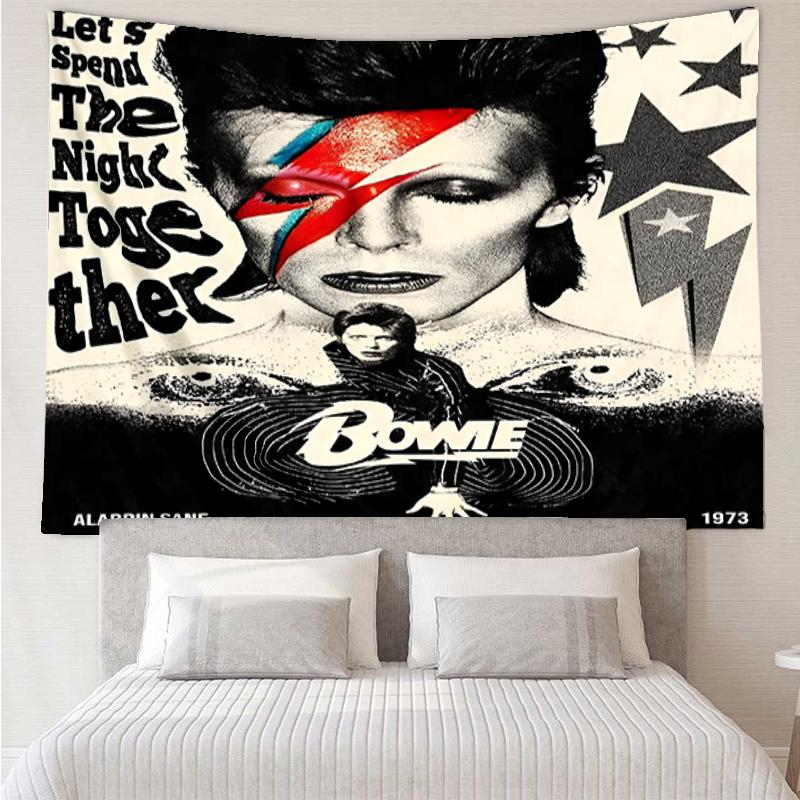 David Bowie Print Tapestry, Backdrop, Easy Setup, Ideal for Bedroom, Office & Living Room, with Aesthetic Wall Hanging Decor.
