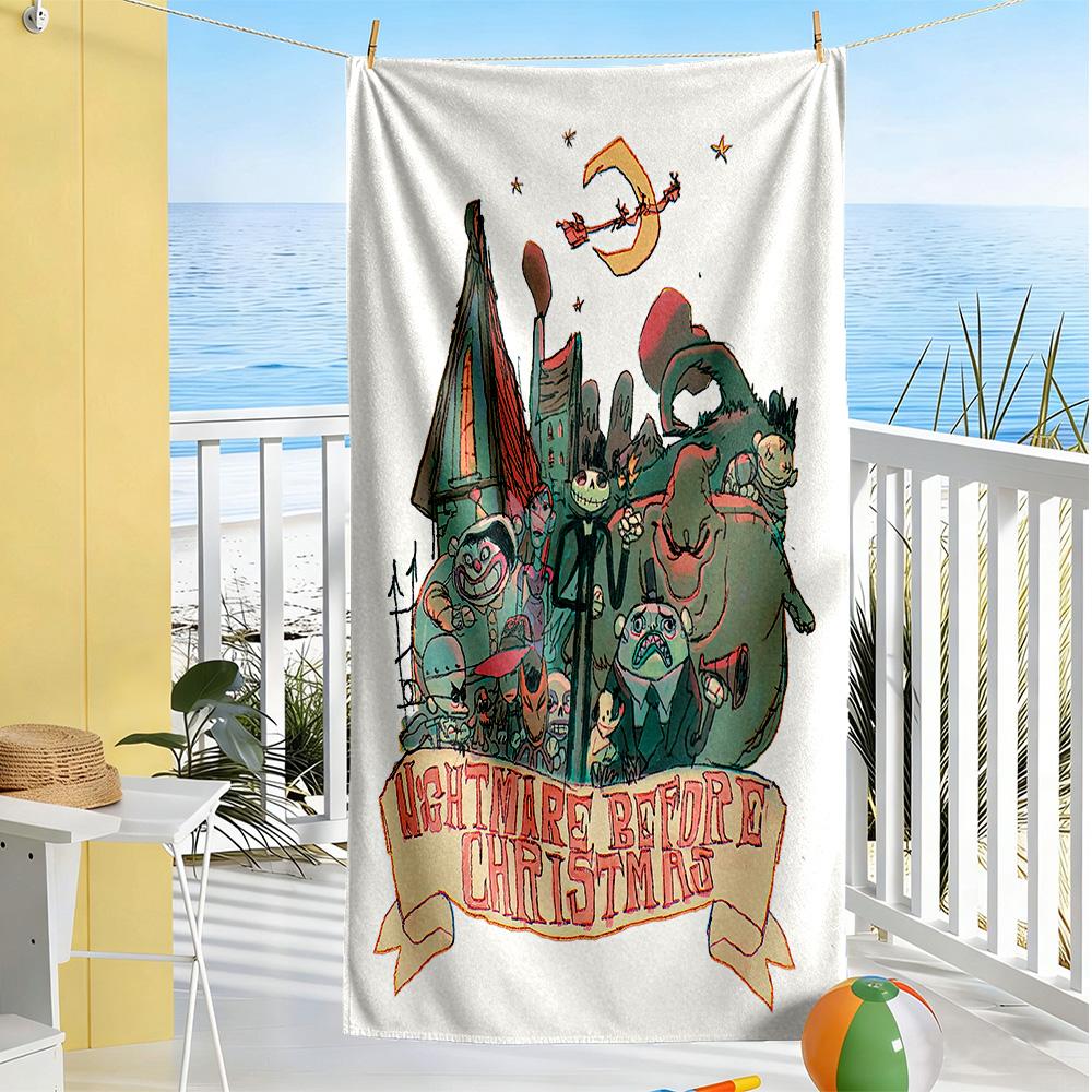 Christmas Nightmare Beach Towel Quick-Dry Soft Microfiber Comfortable Lightweight Portable for Swimming,Beach,Camping, Travel, Beach Accessories,Gym