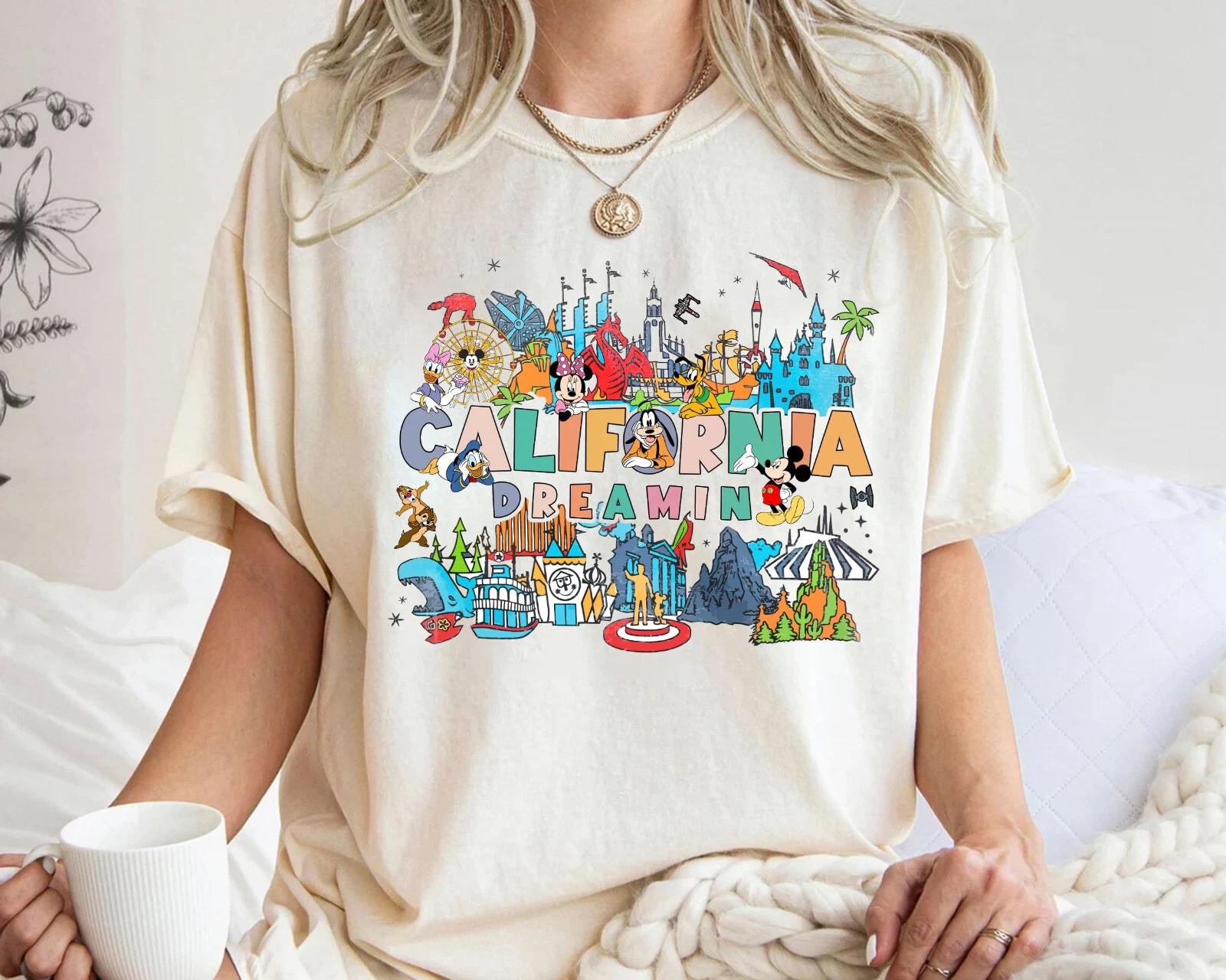 Disney Parks California Dreamin Mickey & Friends Unisex Adult Kid Tee 2XL