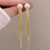 Exaggerated Long Fringed Pearl Stud Earrings Trendy Temperament High-end Earrings Internet Celebrity Earrings
