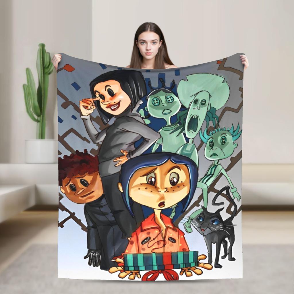 Super Soft BlanketChild Airplane Travel Coralines Throw Blanket Horror Flannel Bedspread For Living Room Comfortable Sofa Cover
