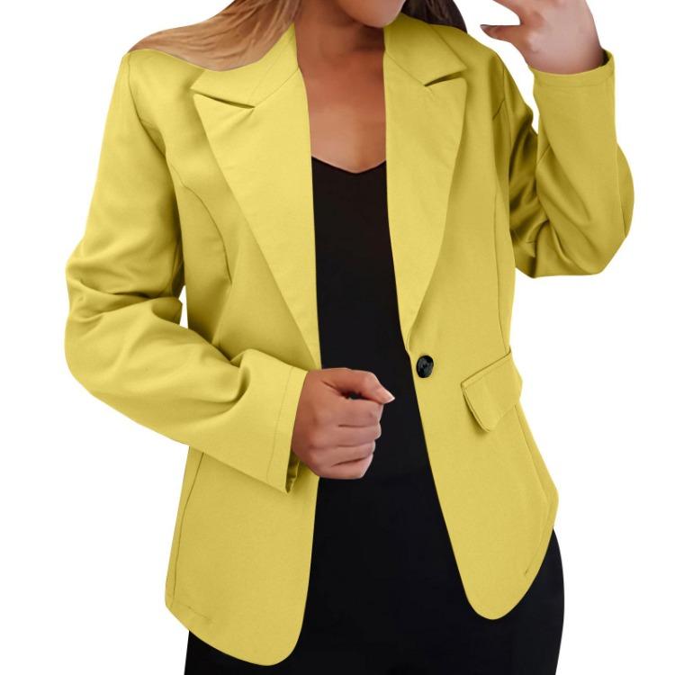 Trendy Elegant Women's Casual Oversized Blazer Jacket Business Suit Coat Solid Button Lapel Long Sleeve Loose Outwear
