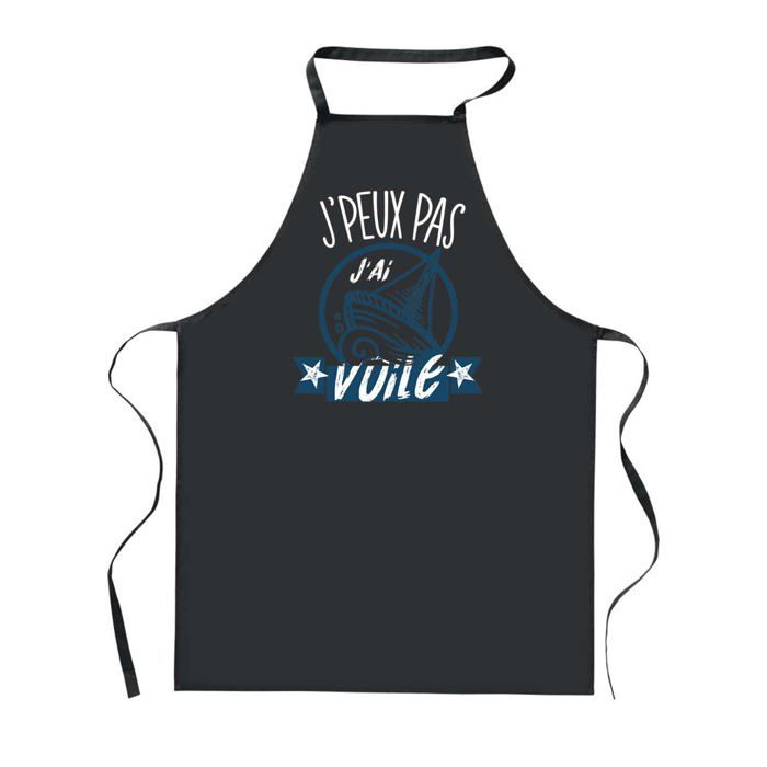 Tablier de cuisine - PLANETEE - J'peux Pas Voile - Noir - 90x60 cm - Impression bretonne