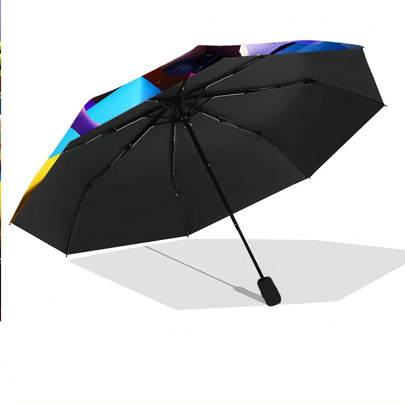 8‑Rib Automatic Umbrella, The Amazing Digital Circus Design Foldable Umbrella for Sun Rain Protection Travel