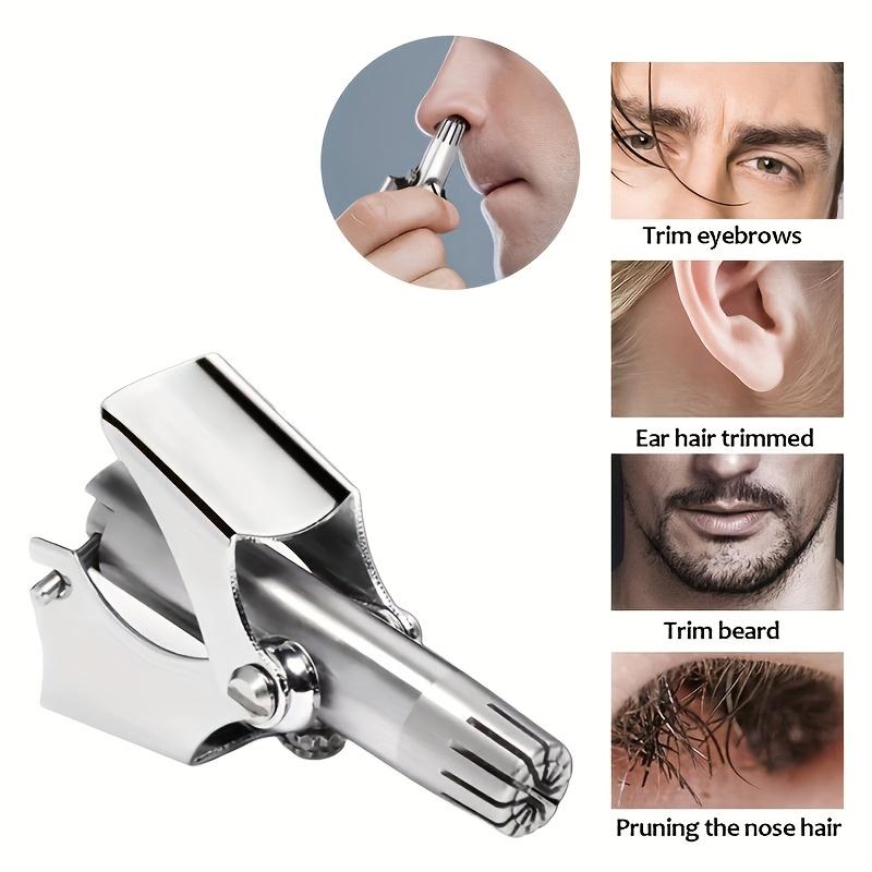 Stainless Steel Nose Hair Trimmer for Men & Women - Manual Hypoallergenic Ear & Nose Hair Cutter, No Battery Needed, Washable, Small Round Head Design
