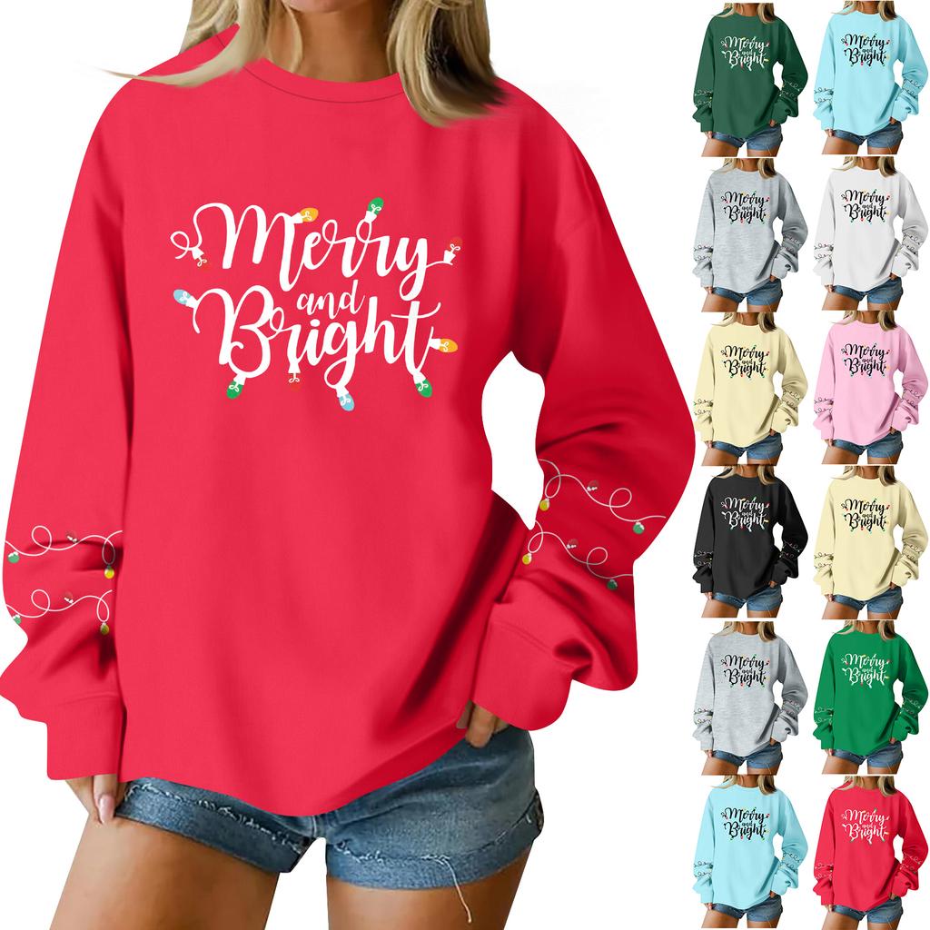 Women  Tops Women's Long Sleeve Sweatshirt Casual Crewneck Loose Fit Pollover Fleece Tops