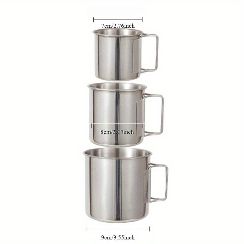 Edelstahl Campingbecher Outdoor Wandern Reisen Tee Kaffee Bier Tassen mit klappbarem Griff Wasserflasche.