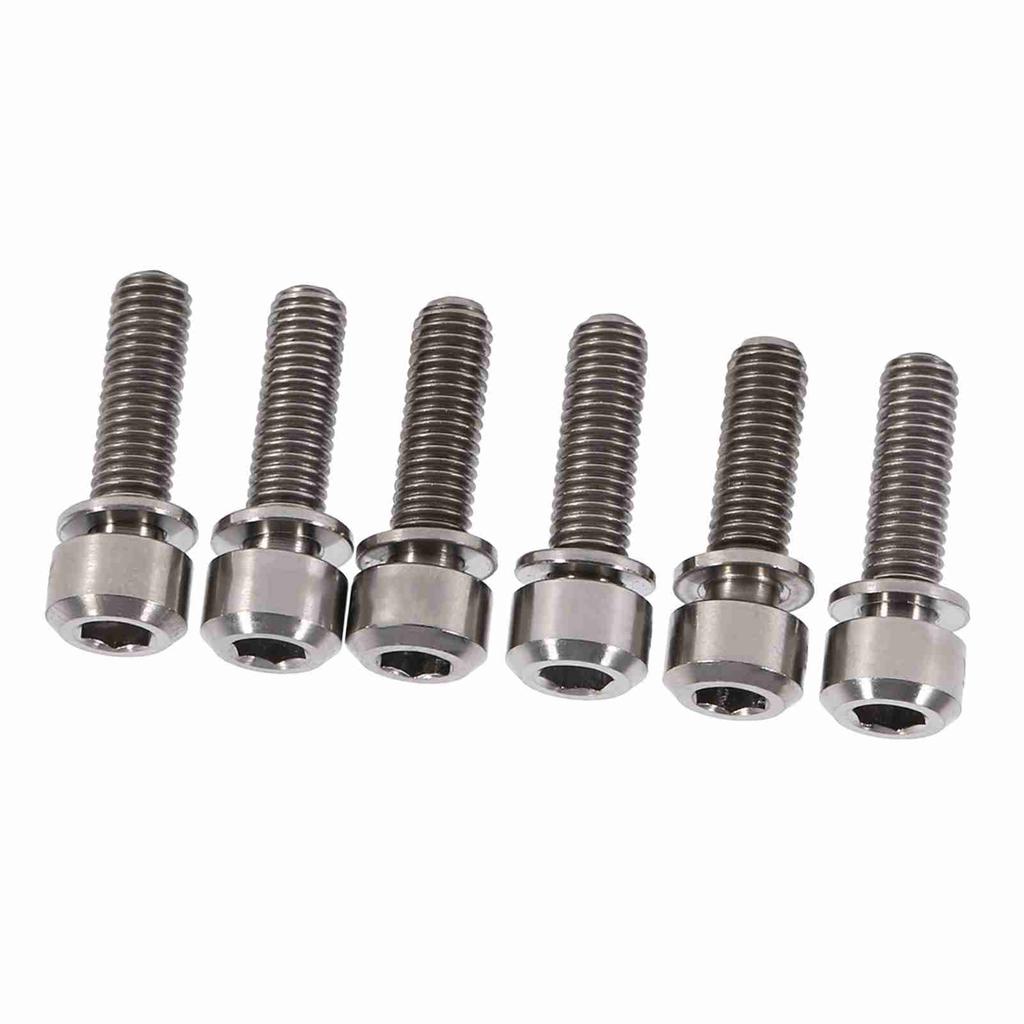 6pcs Titanium Alloy M5 X 18mm Bolts Screw With Washers Set For MTB Bicycle Stem