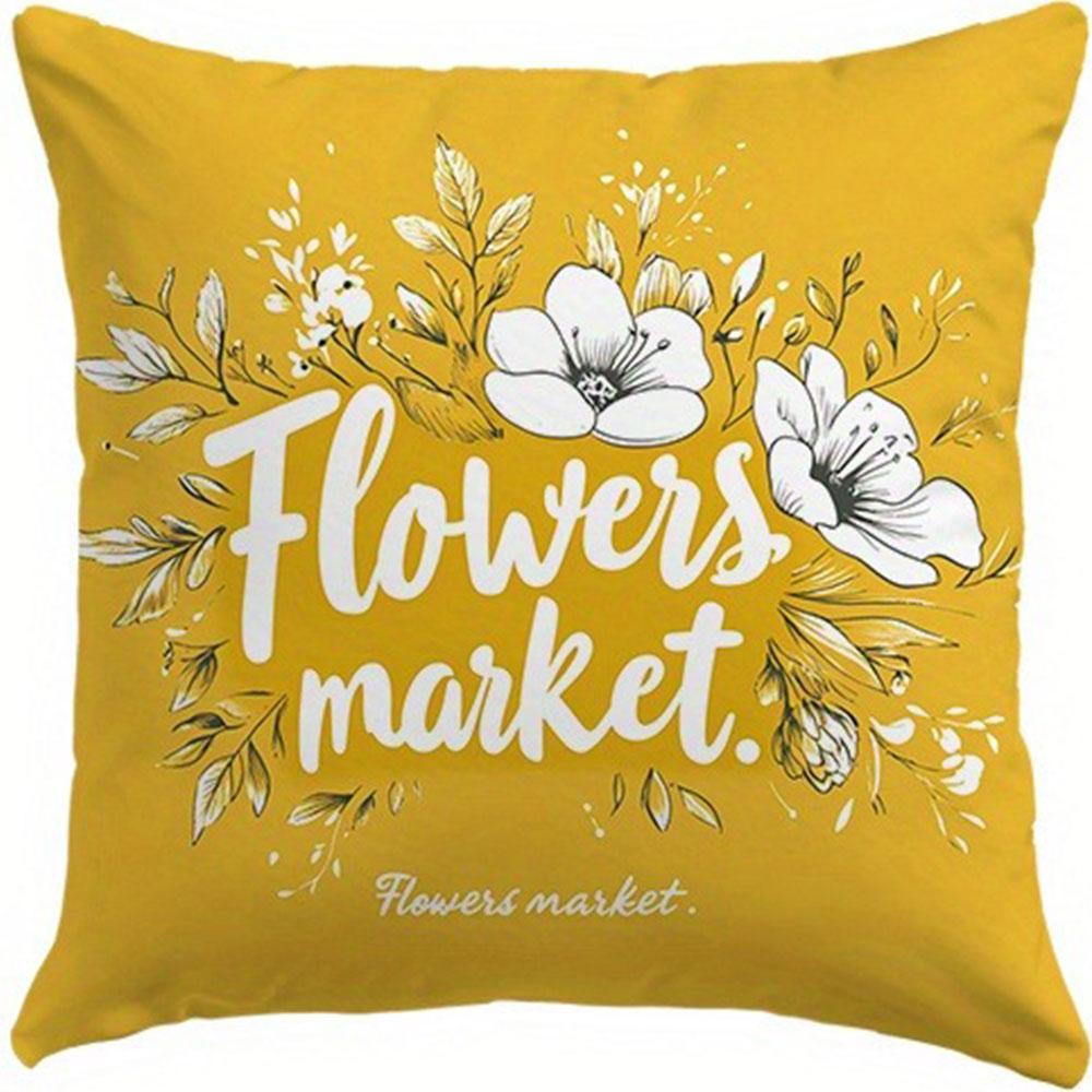 Yellow Tulip Energetic PillowcasesBedroom Living Room Sofa Home Decor Polyester Cushion Cover with Zipper