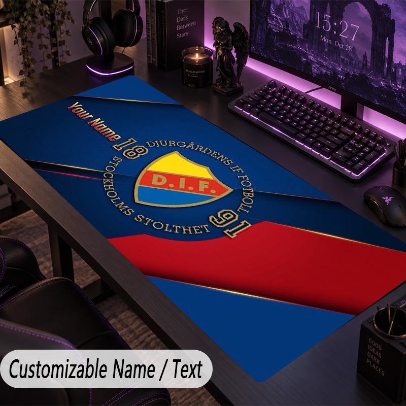 Large Mouse PadDjurgårdens IF Custom Name Text Personalized Desk Mat Non Slip Gaming Pad