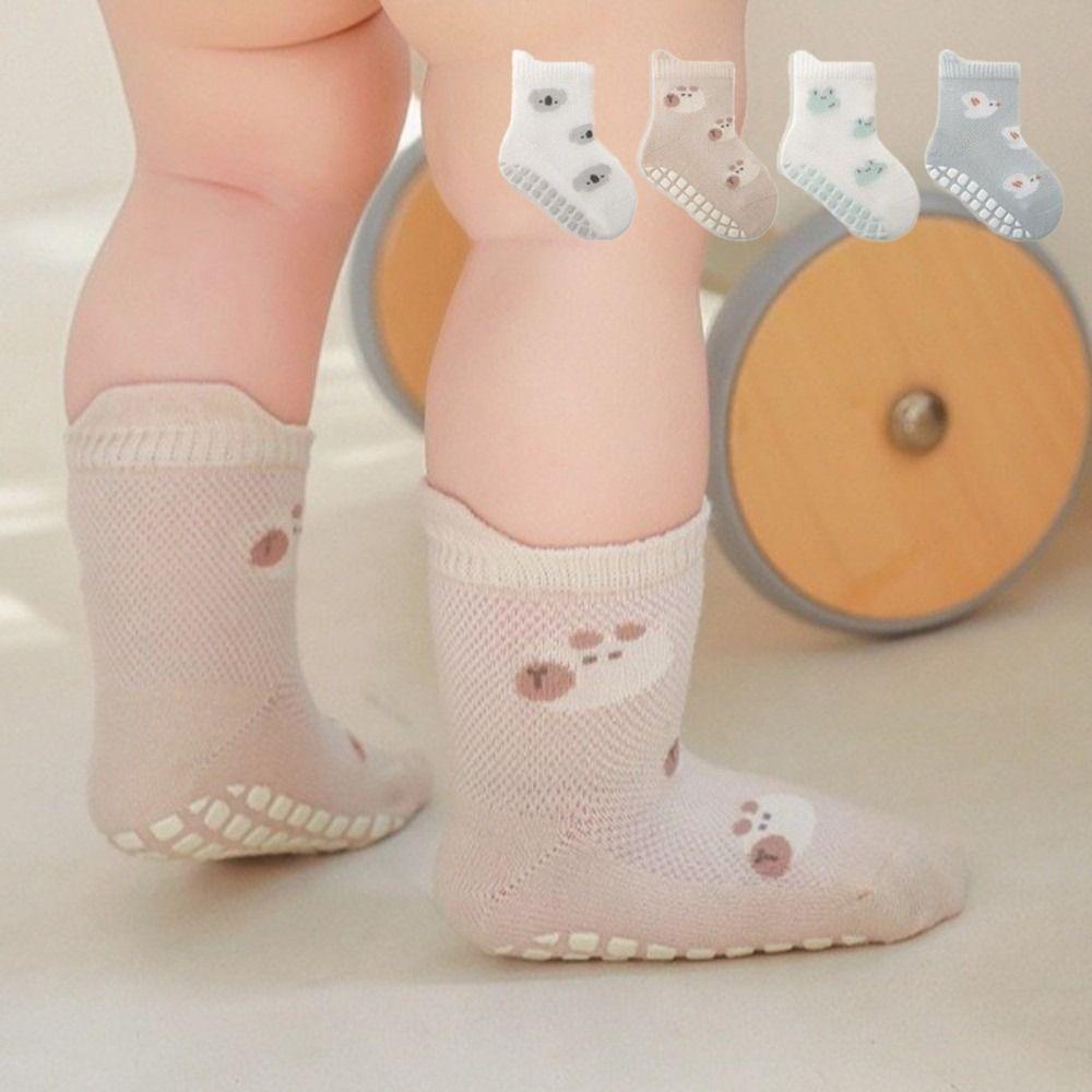 4 Pairs Breathable Kids Floor Socks Non-Slip Sole Toddler Socks New Floor Stocking for Children