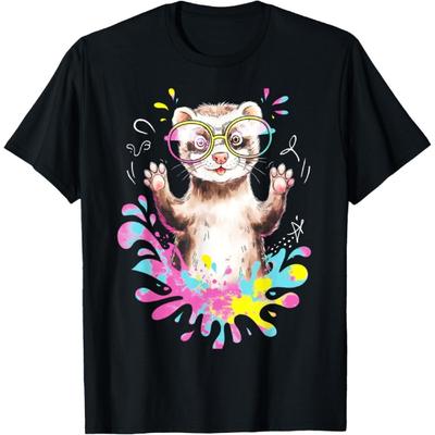 Ferret Splash Art Pet Lover Gift Funny Illustration T-Shirt